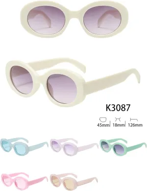 12-Pack - Cute Fashion Round Adorable Kids Polarized Aviator Sunglasses with UV400 Protection - Lightweight, Durable, and Stylish for Girls, Fun Eyewear, K3087
