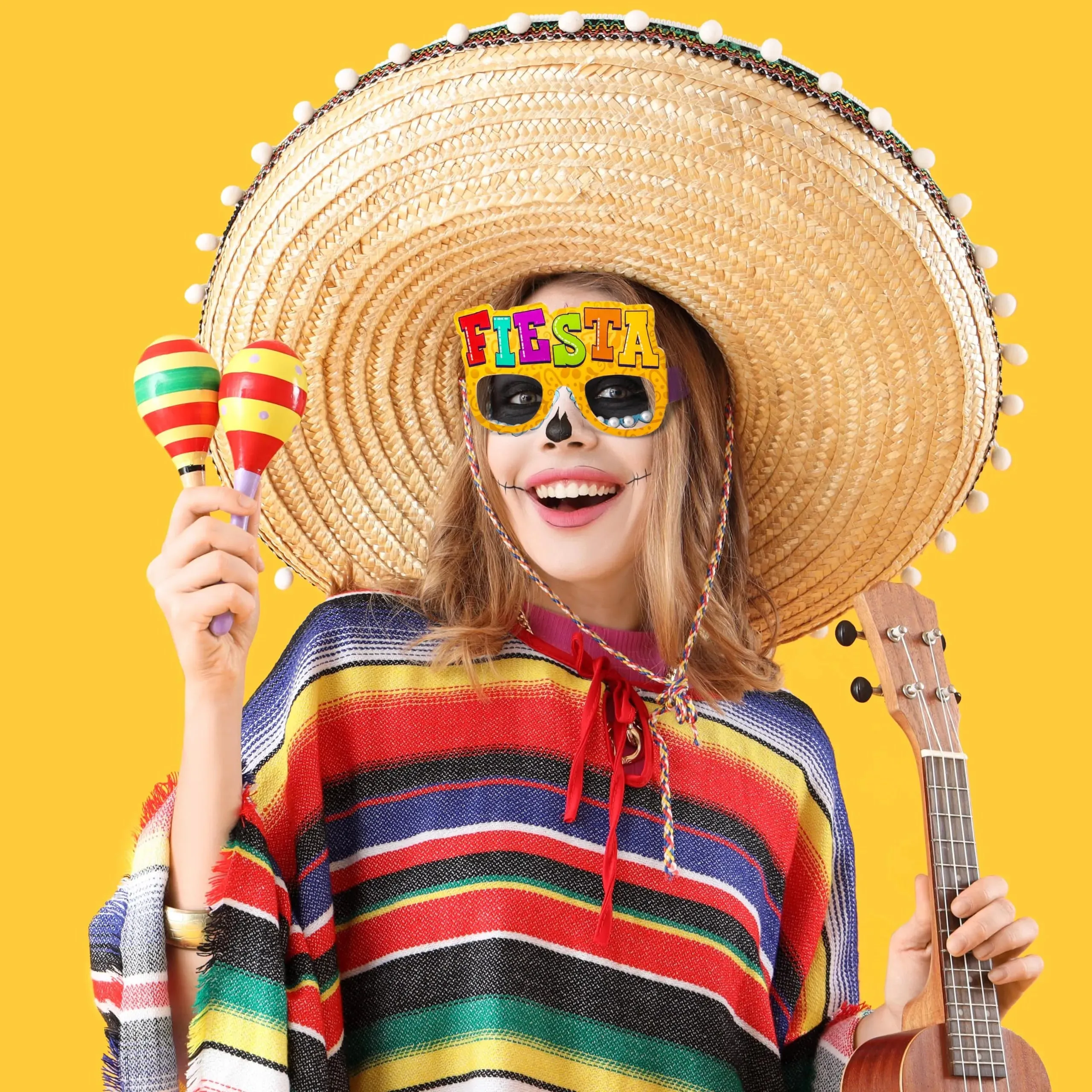12Pcs Mexican Fiesta Party Paper Eyeglasses for Cinco de Mayo Party Decorations