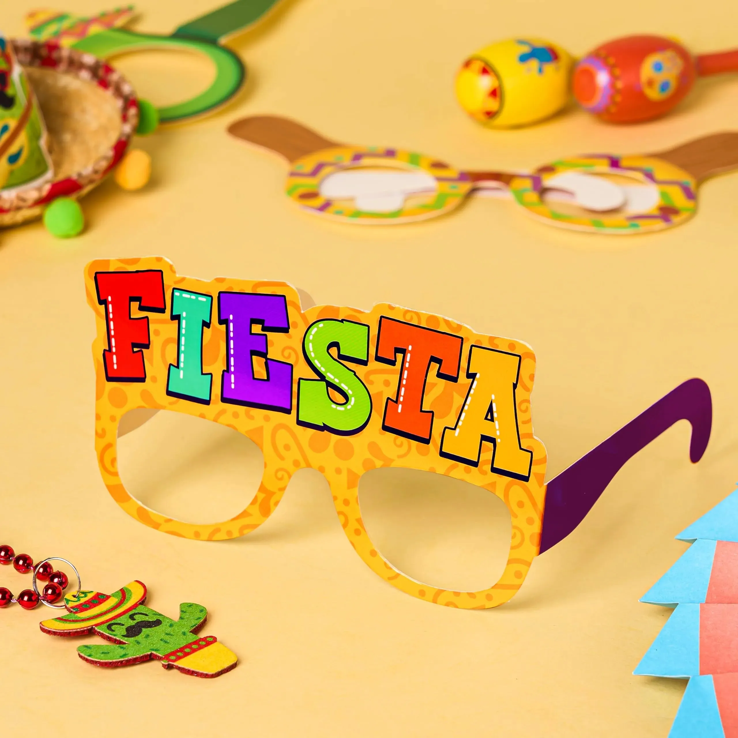 12Pcs Mexican Fiesta Party Paper Eyeglasses for Cinco de Mayo Party Decorations