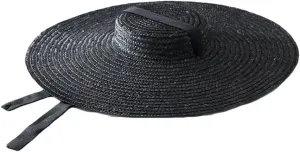 15Cm Wide Brim Straw Hat Flat Top Summer Beach Hat Women Ribbon Flat Top Hat Sun Hat