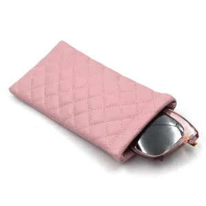 (19x9cm) Leather glasses case glasses bag storage for on the go - Pink