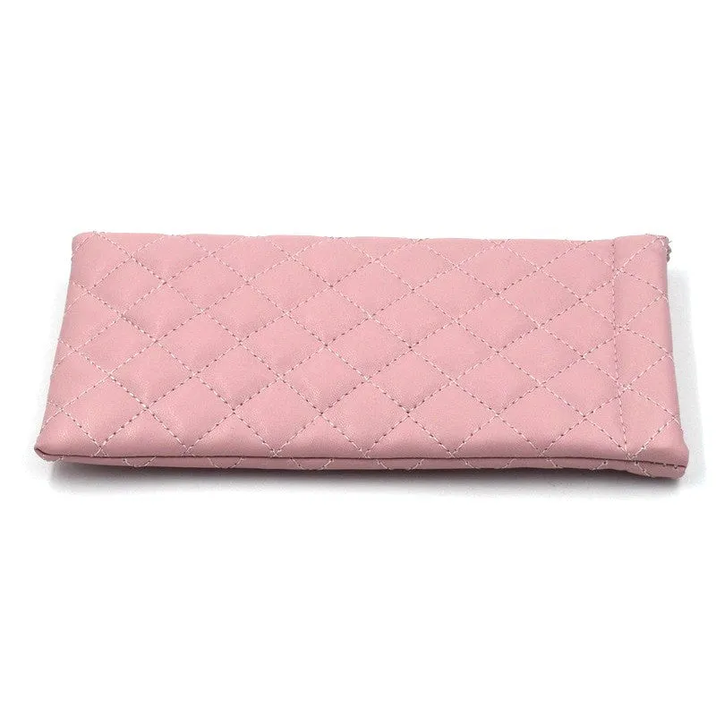 (19x9cm) Leather glasses case glasses bag storage for on the go - Pink