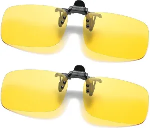 2 Pack Night Vision Clip On Glasses for Driving Polarized Anti Glare