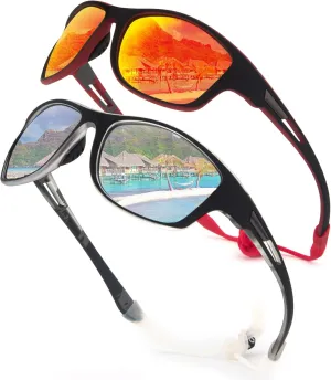 2 PACK Polarized Sports Sunglasses for Men Women Baseball Fishing Cycling Running Golf Motorcycle Tac Glasses