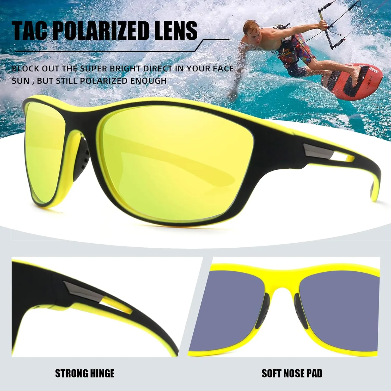 2 PACK Polarized Sports Sunglasses for Men Women Baseball Fishing Cycling Running Golf Motorcycle Tac Glasses