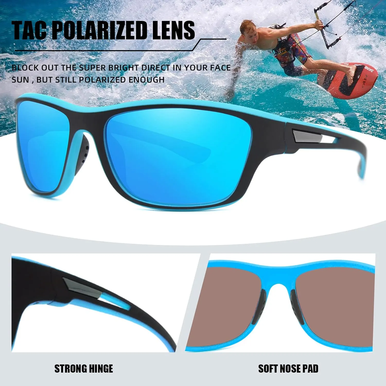 2 PACK Polarized Sports Sunglasses for Men Women Baseball Fishing Cycling Running Golf Motorcycle Tac Glasses