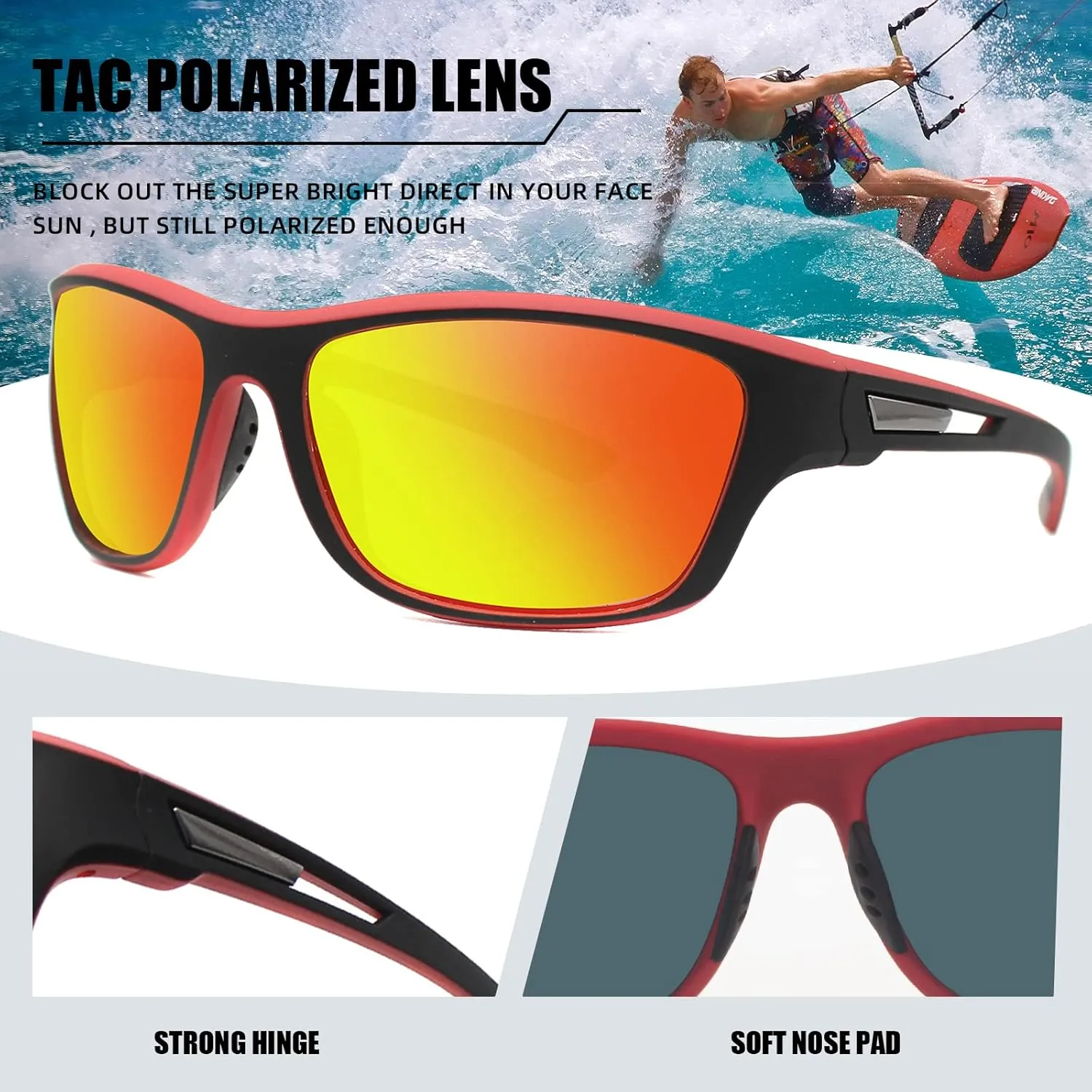 2 PACK Polarized Sports Sunglasses for Men Women Baseball Fishing Cycling Running Golf Motorcycle Tac Glasses