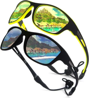 2 PACK Polarized Sports Sunglasses for Men Women Baseball Fishing Cycling Running Golf Motorcycle Tac Glasses