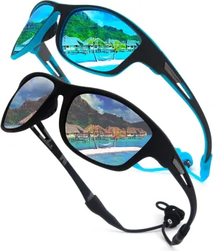 2 PACK Polarized Sports Sunglasses for Men Women Baseball Fishing Cycling Running Golf Motorcycle Tac Glasses