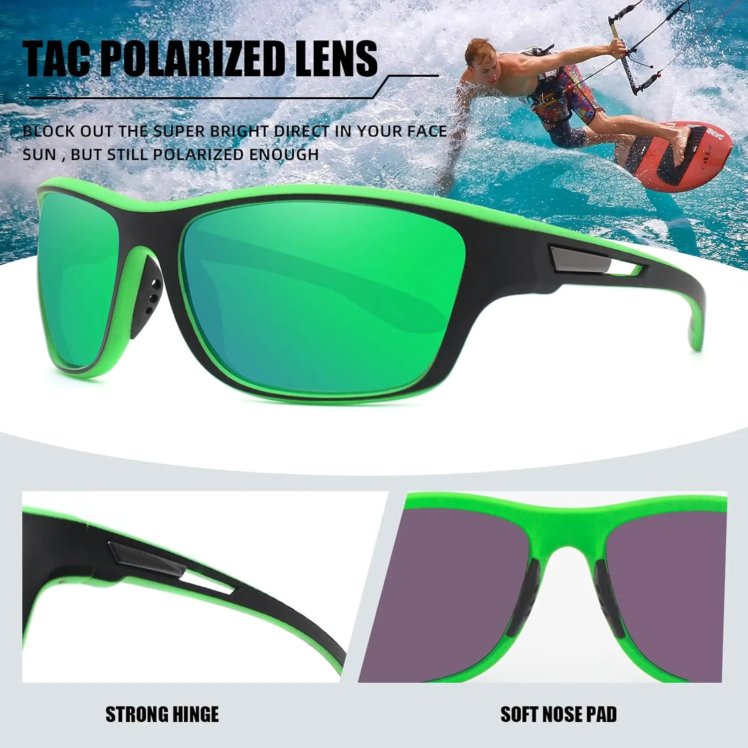 2 PACK Polarized Sports Sunglasses for Men Women Baseball Fishing Cycling Running Golf Motorcycle Tac Glasses