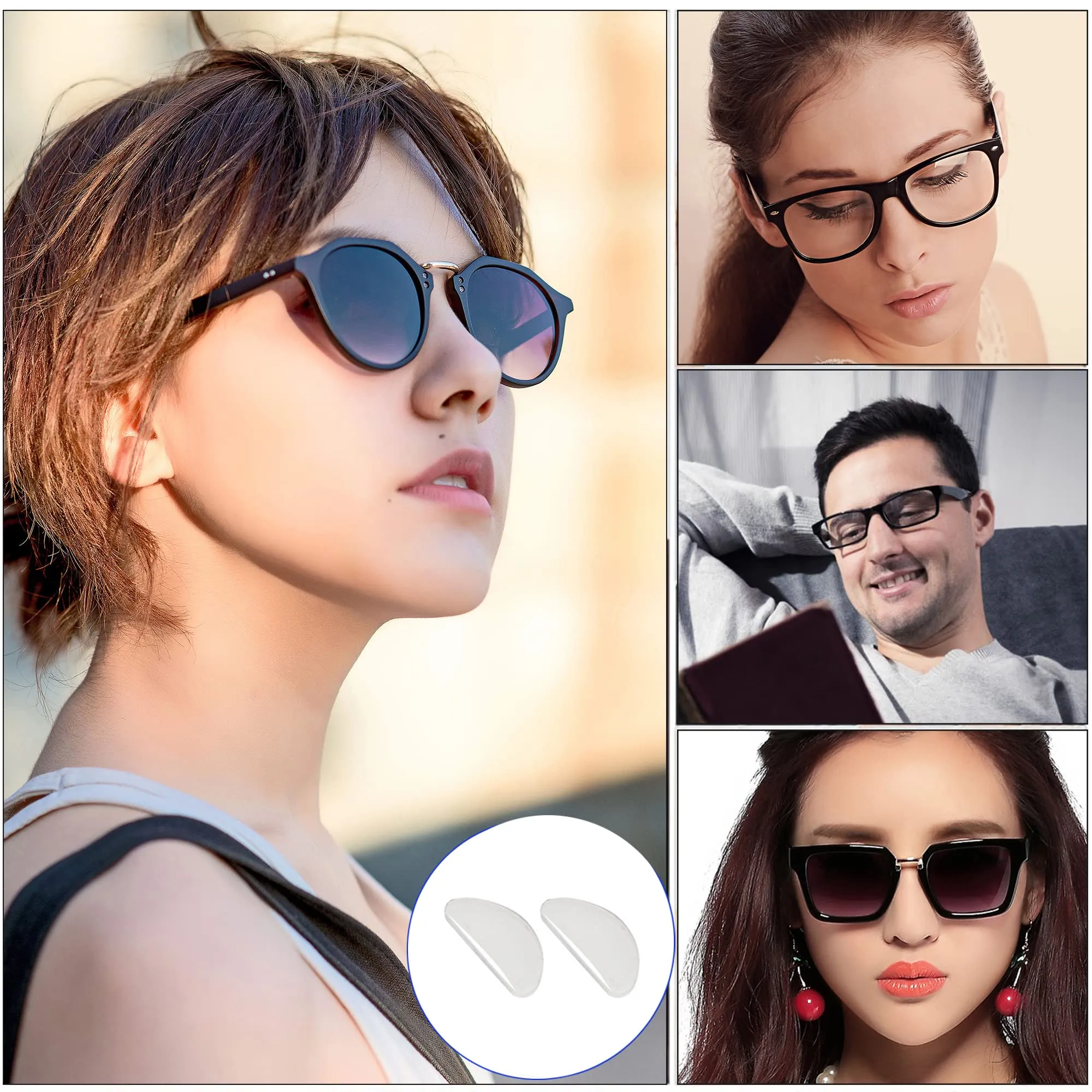 20 Pairs Eyeglasses Nose Pad, Soft Silicone Pads Glasses Adhesive Anti-Slip Nose Pads for Eyeglass Glasses Sunglasses (Clear 1.0mm) Clear
