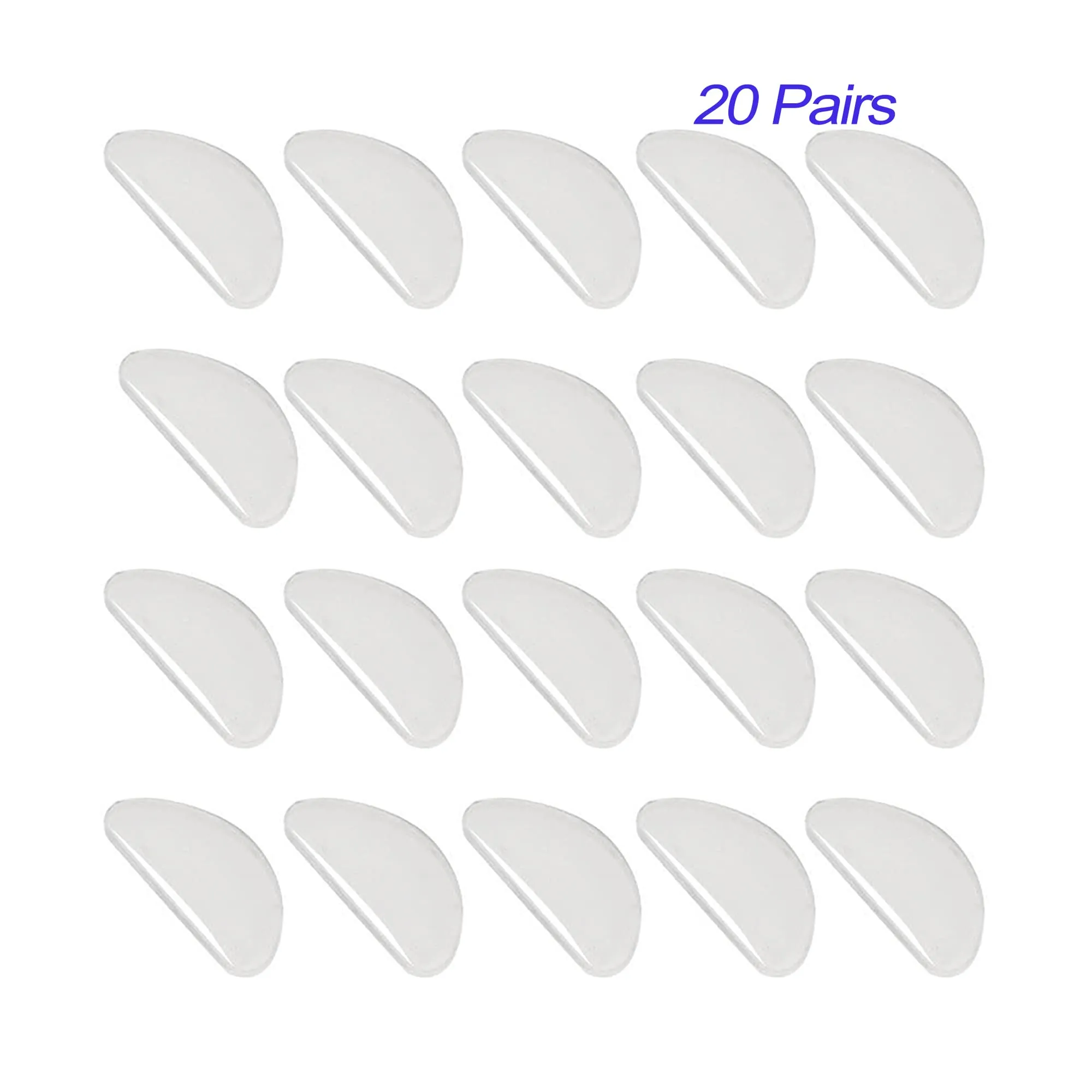 20 Pairs Eyeglasses Nose Pad, Soft Silicone Pads Glasses Adhesive Anti-Slip Nose Pads for Eyeglass Glasses Sunglasses (Clear 1.0mm) Clear