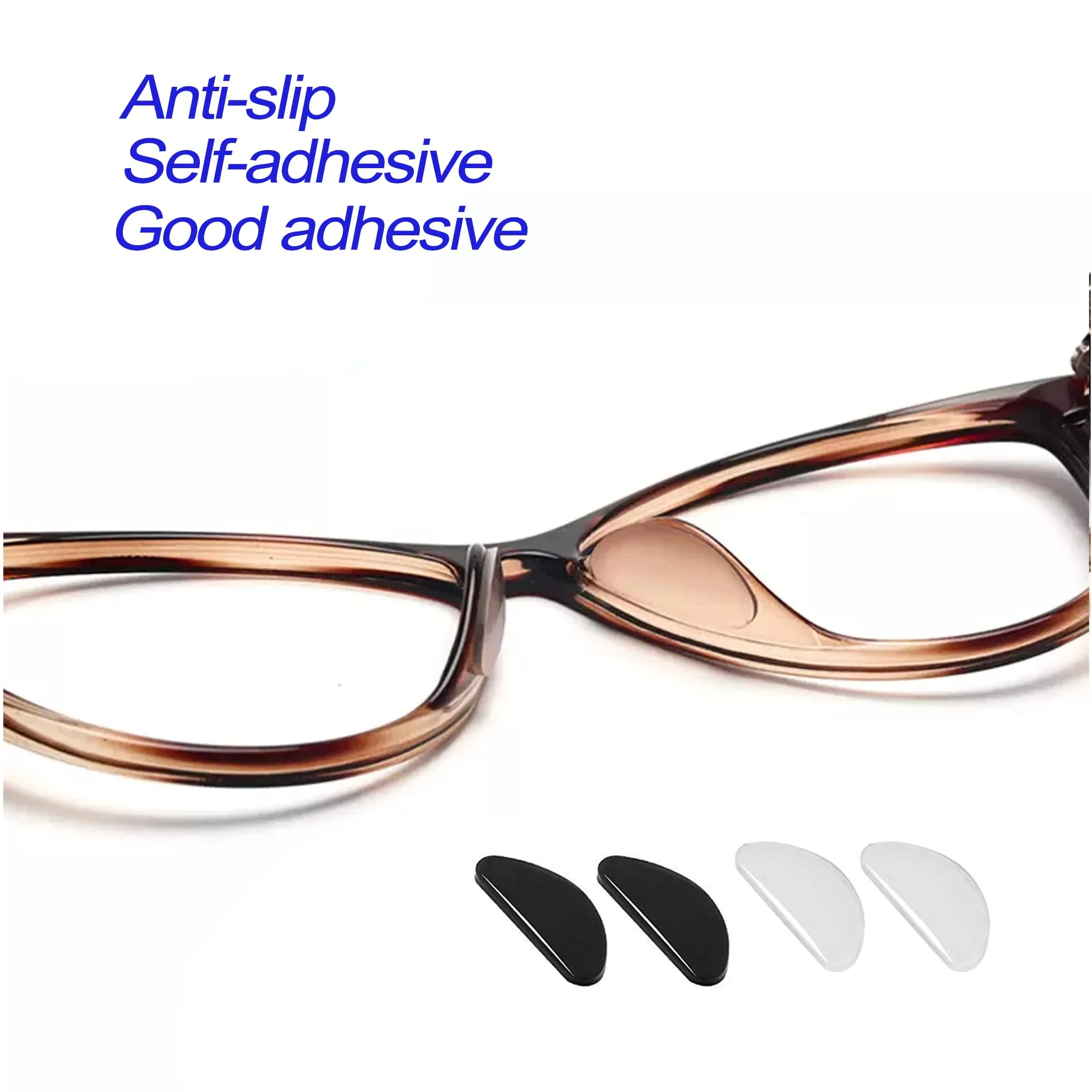 20 Pairs Eyeglasses Nose Pad, Soft Silicone Pads Glasses Adhesive Anti-Slip Nose Pads for Eyeglass Glasses Sunglasses (Clear 1.0mm) Clear