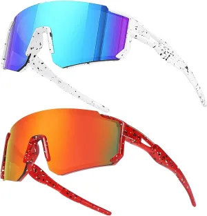 2PACK Kids Youth Baseball Sunglasses,Sports Sunglasses for Boys Girls,cycling Running Golf glasses