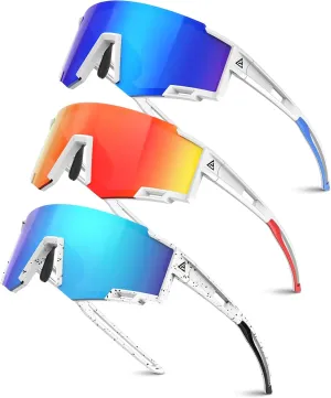 3 Pack Kids Polarized Sunglasses Youth Baseball Sunglasses for Boys Girls Age 6-14 Sports UV400 Protection SunGlasses