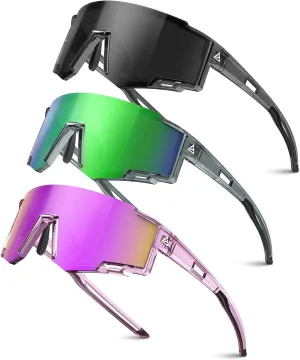 3 Pack Kids Polarized Sunglasses Youth Baseball Sunglasses for Boys Girls Age 6-14 Sports UV400 Protection SunGlasses