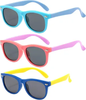 3 Pack kids sunglasses for Boys Girls Kids Polarized Sunglasses