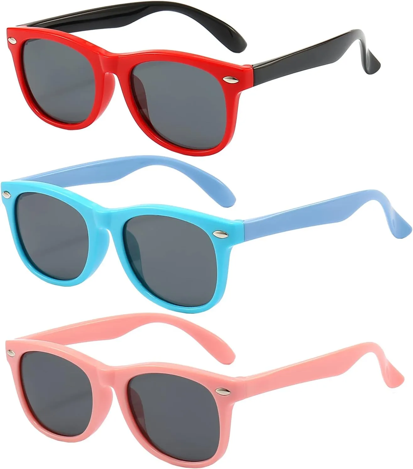 3 Pack kids sunglasses for Boys Girls Kids Polarized Sunglasses