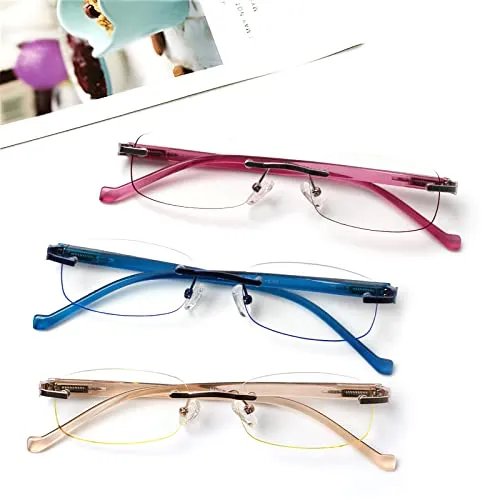3-Pack Rimless Computer Reading Glasses Lightweight Spring Hinge Blue Light Blocking Readers for Women Men 3 Mix Clour-1 1.25 x