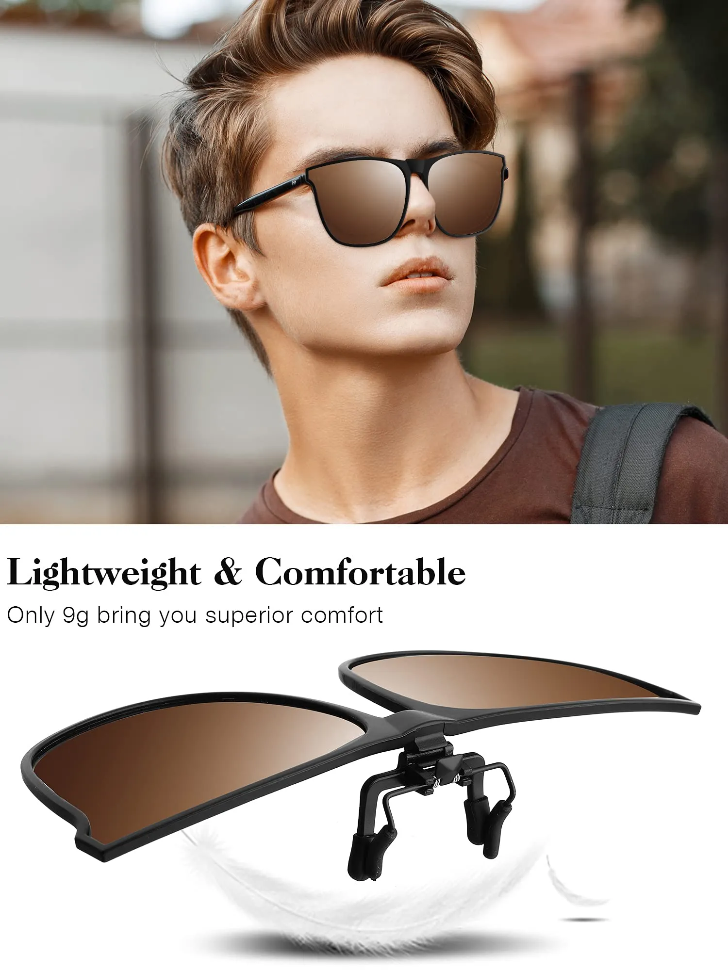 3 Pair Polarized Clip-on Sunglasses Anti-glare TR90 Frame Flip Up Driving Clip-on Glasses for Women and Men Stylish Colors