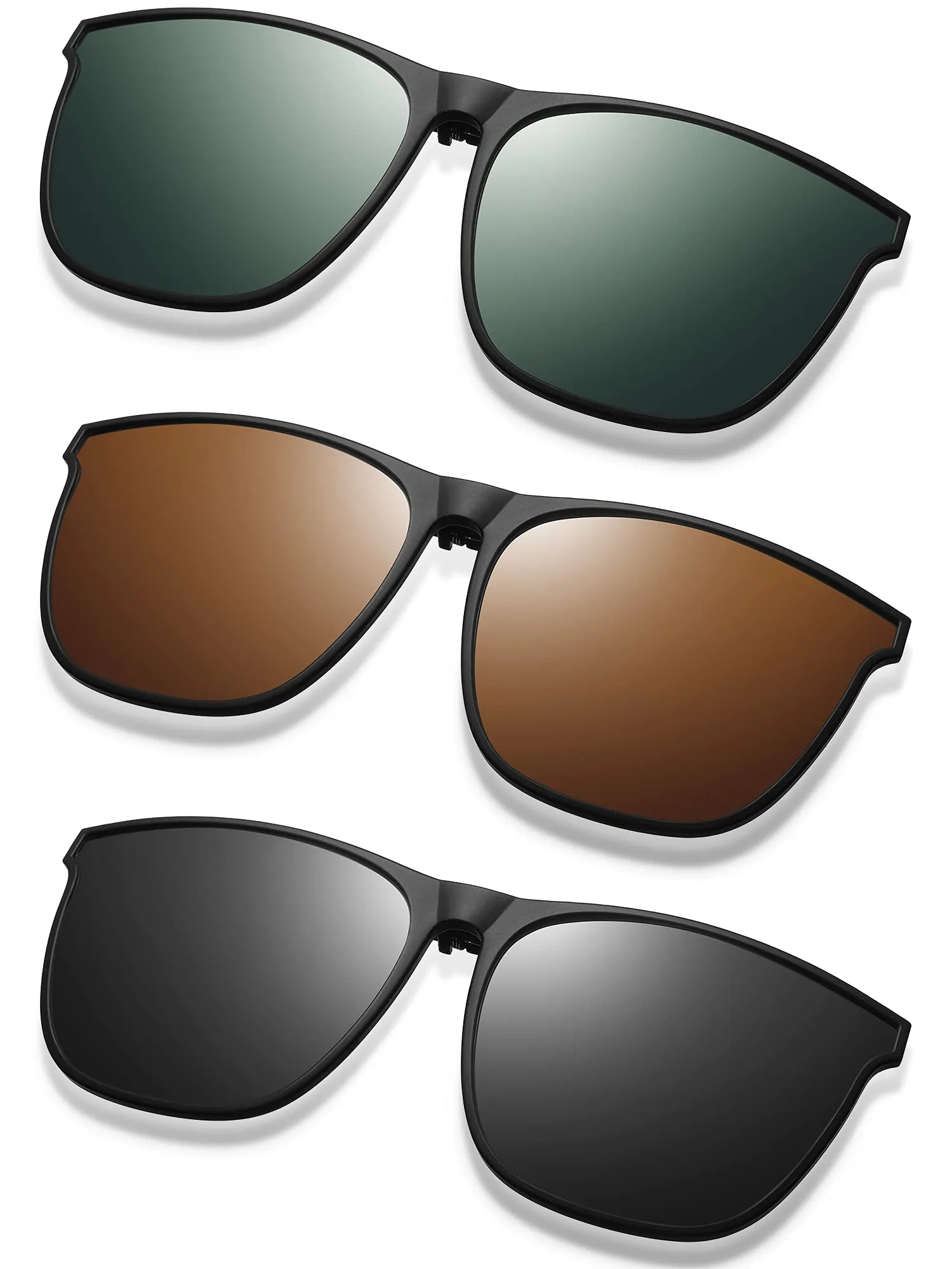 3 Pair Polarized Clip-on Sunglasses Anti-glare TR90 Frame Flip Up Driving Clip-on Glasses for Women and Men Stylish Colors