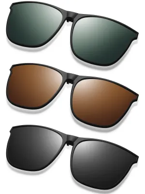 3 Pair Polarized Clip-on Sunglasses Anti-glare TR90 Frame Flip Up Driving Clip-on Glasses for Women and Men Stylish Colors