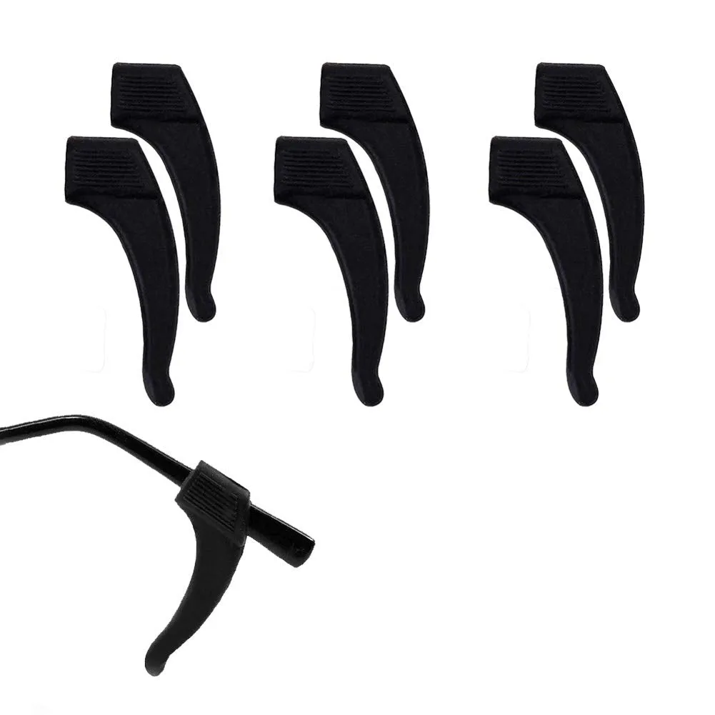 3 Pairs Anti-Slip Ear Hook Grip Glasses Accessories Ear Hook Eyeglass Temple Tip for Sunglasses and Glasses (Black) Black