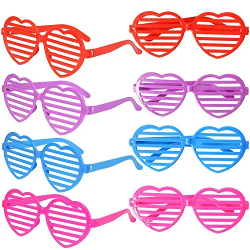 32 Valentines Day Shade Glasses for Kids & Gift Cards with Heart Shaped Shutter Valentine Party Favor, Valentine's Classroom Exchange, Classroom Prize Supplies, Valentine’s Greeting Cards