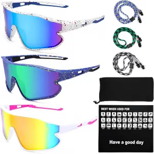 3PACK Kids Polarized Sunglasses Youth Baseball Sun Glasses UV400 Boys Girls Sports Goggles for Cycling Softball