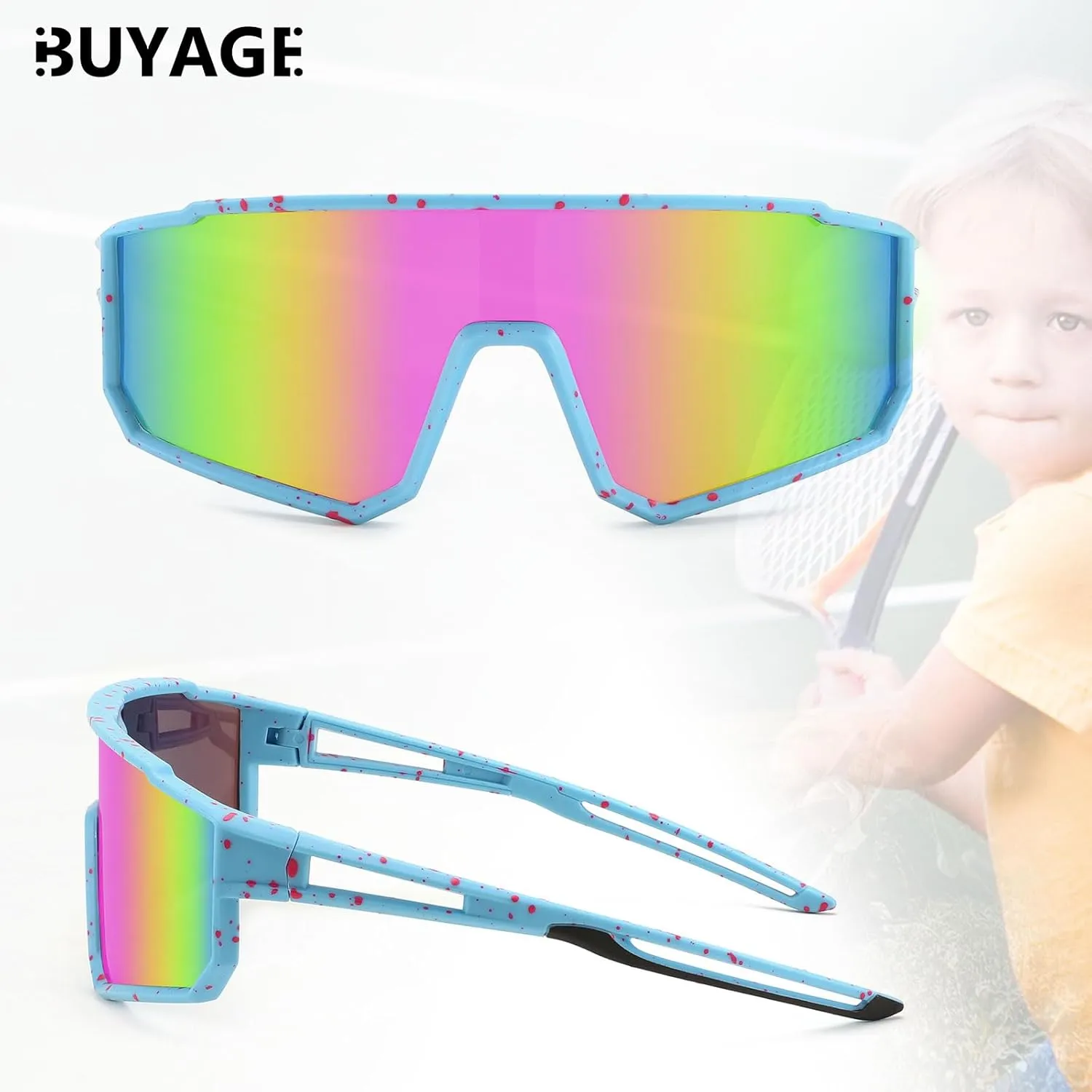 3PACK Kids Sunglasses Youth Sports Sun Glasses for Girls Boys Polarized Baseball Softball Glasses Cycling Shades