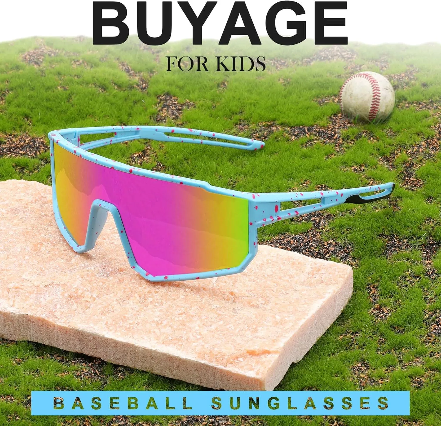 3PACK Kids Sunglasses Youth Sports Sun Glasses for Girls Boys Polarized Baseball Softball Glasses Cycling Shades