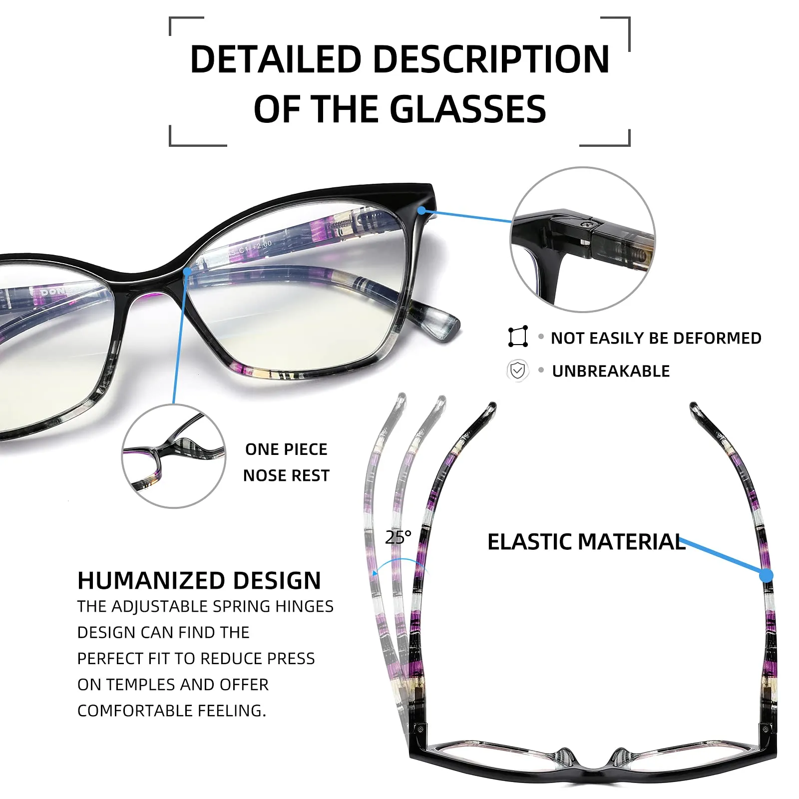 4 Pack Cat Eye Reading Glasses Blue Light Blocking,Spring Hinge Ladies Computer Readers for Small Face,Anti UV Ray/Eye Strain/Glare Eyeglasses Women 4-pack Mix 3.0 Diopters