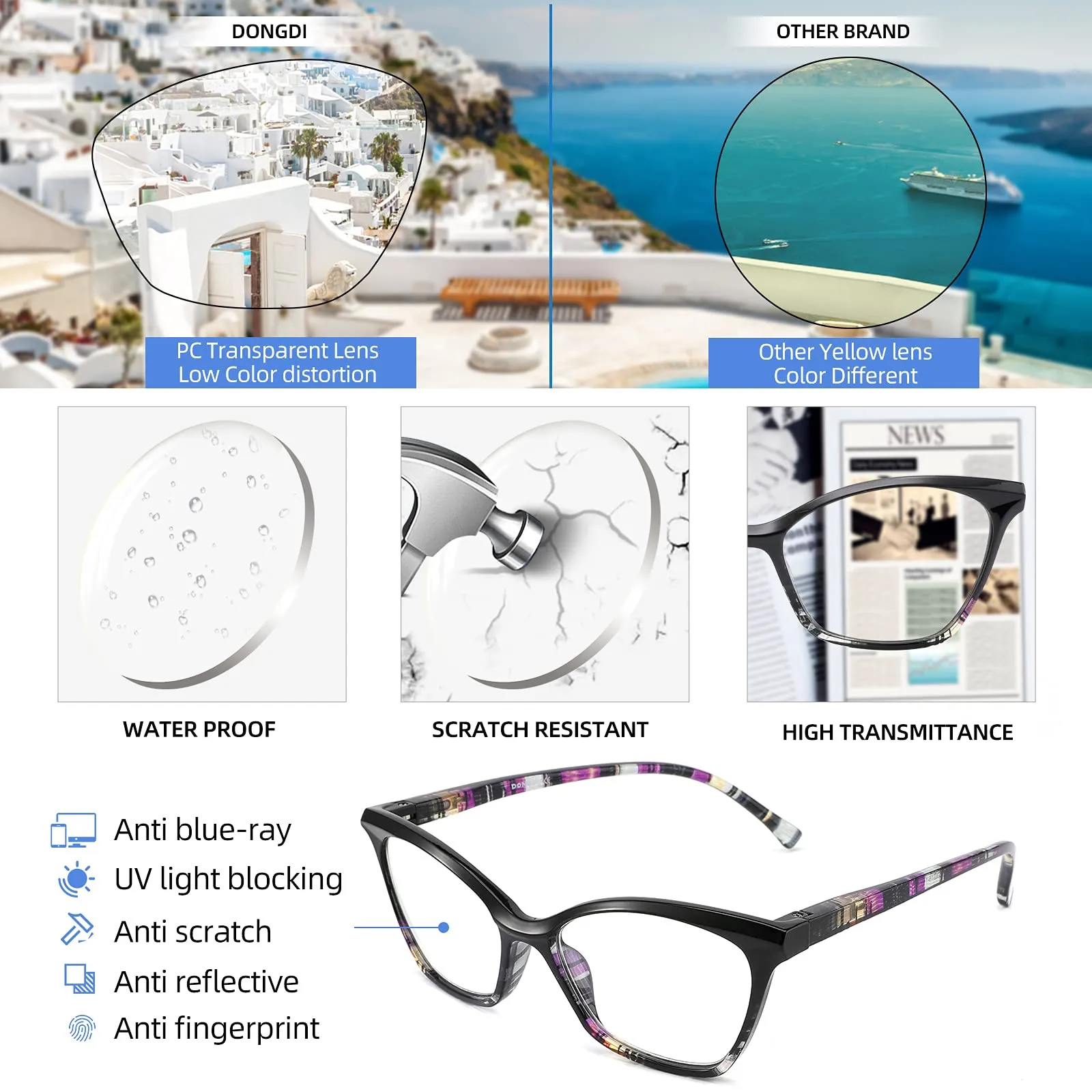 4 Pack Cat Eye Reading Glasses Blue Light Blocking,Spring Hinge Ladies Computer Readers for Small Face,Anti UV Ray/Eye Strain/Glare Eyeglasses Women 4-pack Mix 3.0 Diopters