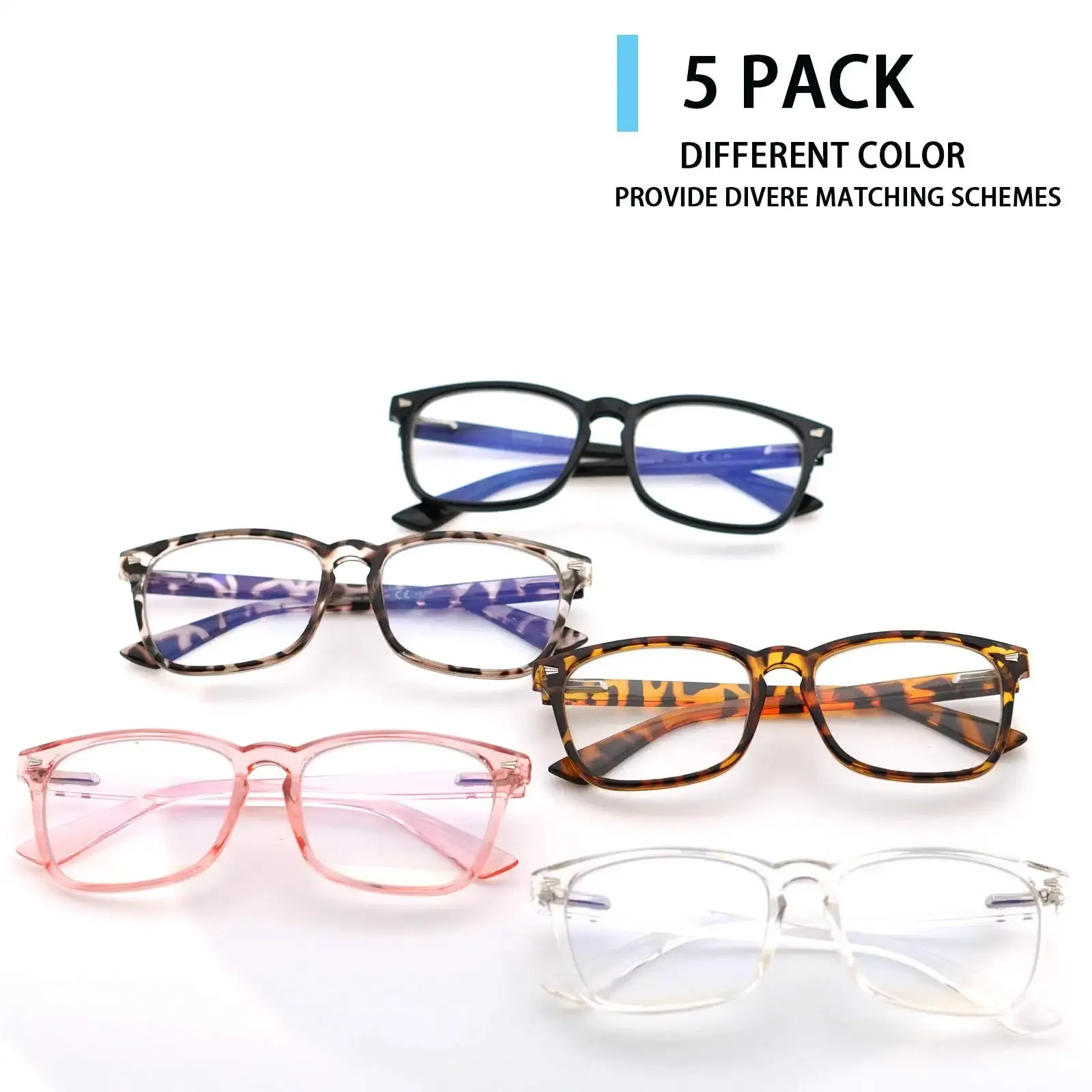 5 Pack Blue Light Blocking Reading Glasses,Spring Hinge Computer Readers for Women Men,Anti UV Ray Filter Nerd Eyeglasses Mix 1.75 x