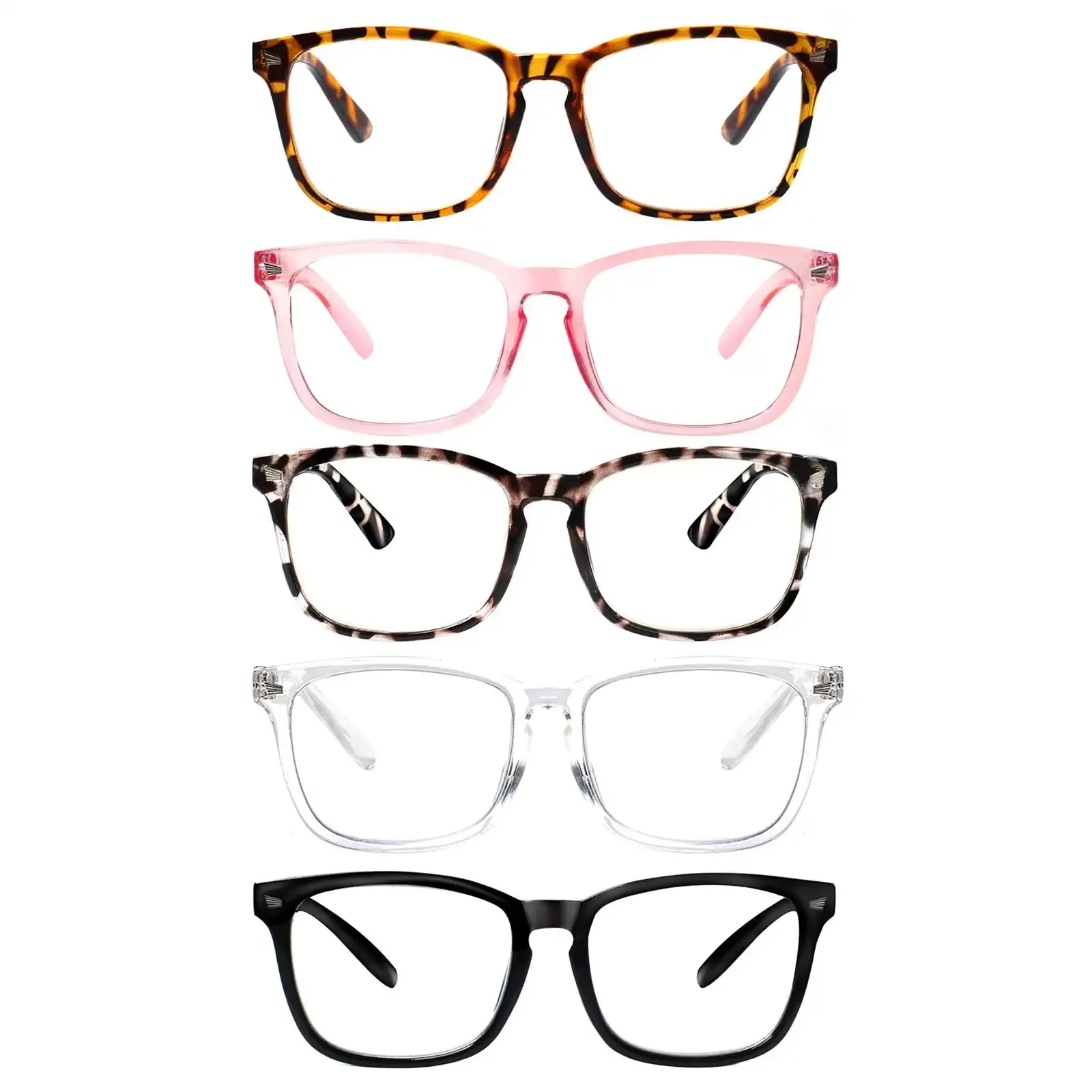 5 Pack Blue Light Blocking Reading Glasses,Spring Hinge Computer Readers for Women Men,Anti UV Ray Filter Nerd Eyeglasses Mix 1.75 x