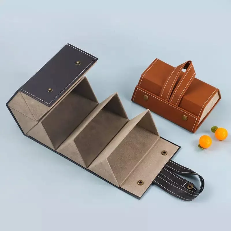 5 Slot Foldable Multiple PU Leather Sunglasses/Eyeglasses Travel Organizer Case, Multiple Eyeglasses Display Storage Box Box for Men Womeno