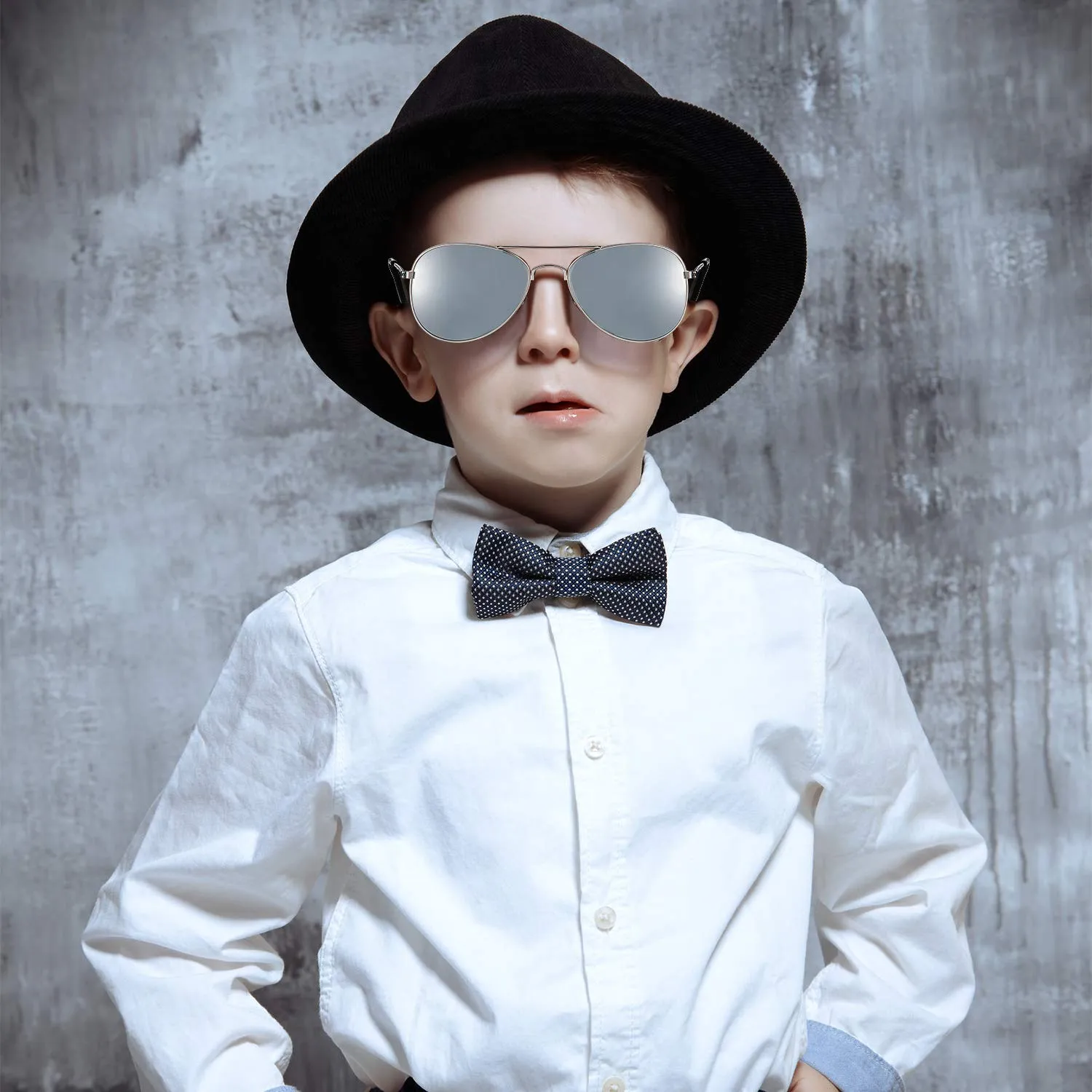 6 Pairs Kids Mirrored Sunglasses Kids Costume Eyeglasses 70's Metal Mirror Sunglasses with Metal Frame for Costume Party Supply