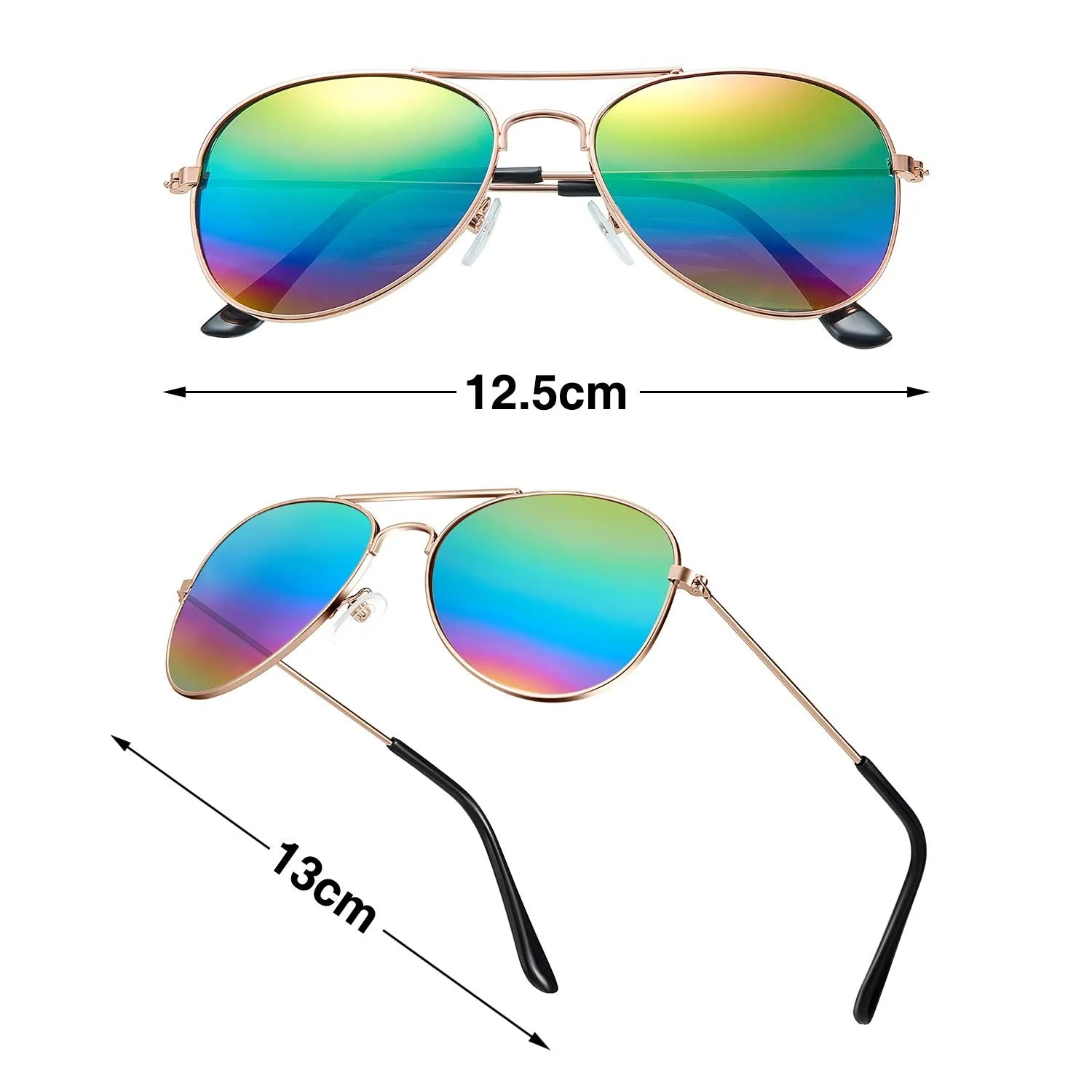 6 Pairs Kids Mirrored Sunglasses Kids Costume Eyeglasses 70's Metal Mirror Sunglasses with Metal Frame for Costume Party Supply