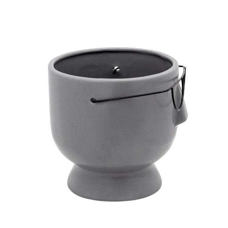 6" Face with Glasses Ceramic Planter - Gray