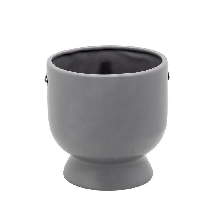 6" Face with Glasses Ceramic Planter - Gray