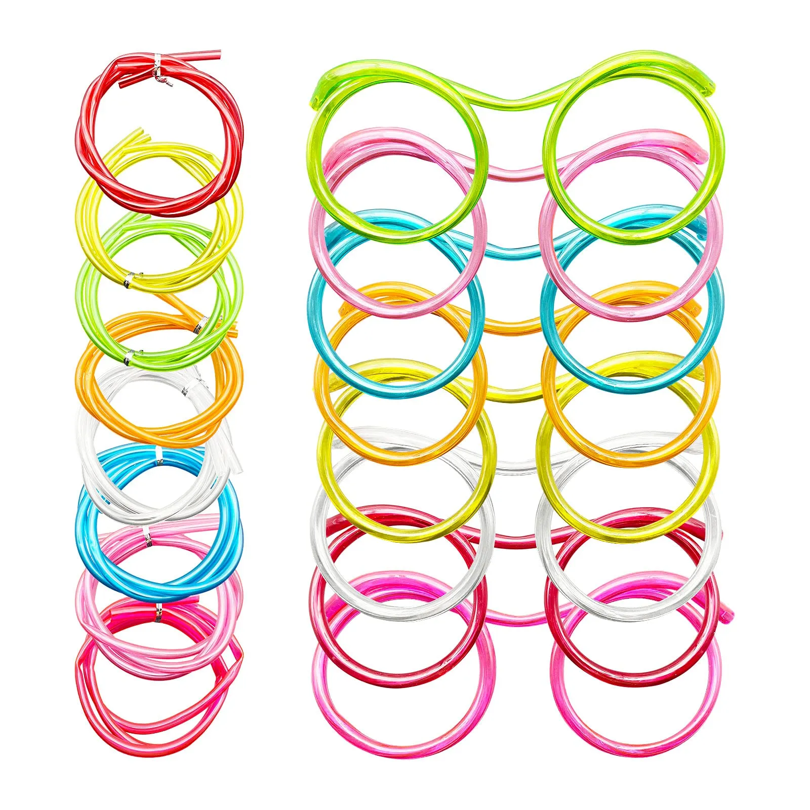 8 Pcs Silly Straw Glasses, Reusable Flexible Drinking Straw Glasses, for Birthdays, Bridal Showers, Party Supplies, Favors, Game Ideas(8 Colors) Multicolour