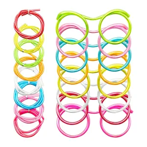 8 Pcs Silly Straw Glasses, Reusable Flexible Drinking Straw Glasses, for Birthdays, Bridal Showers, Party Supplies, Favors, Game Ideas(8 Colors) Multicolour