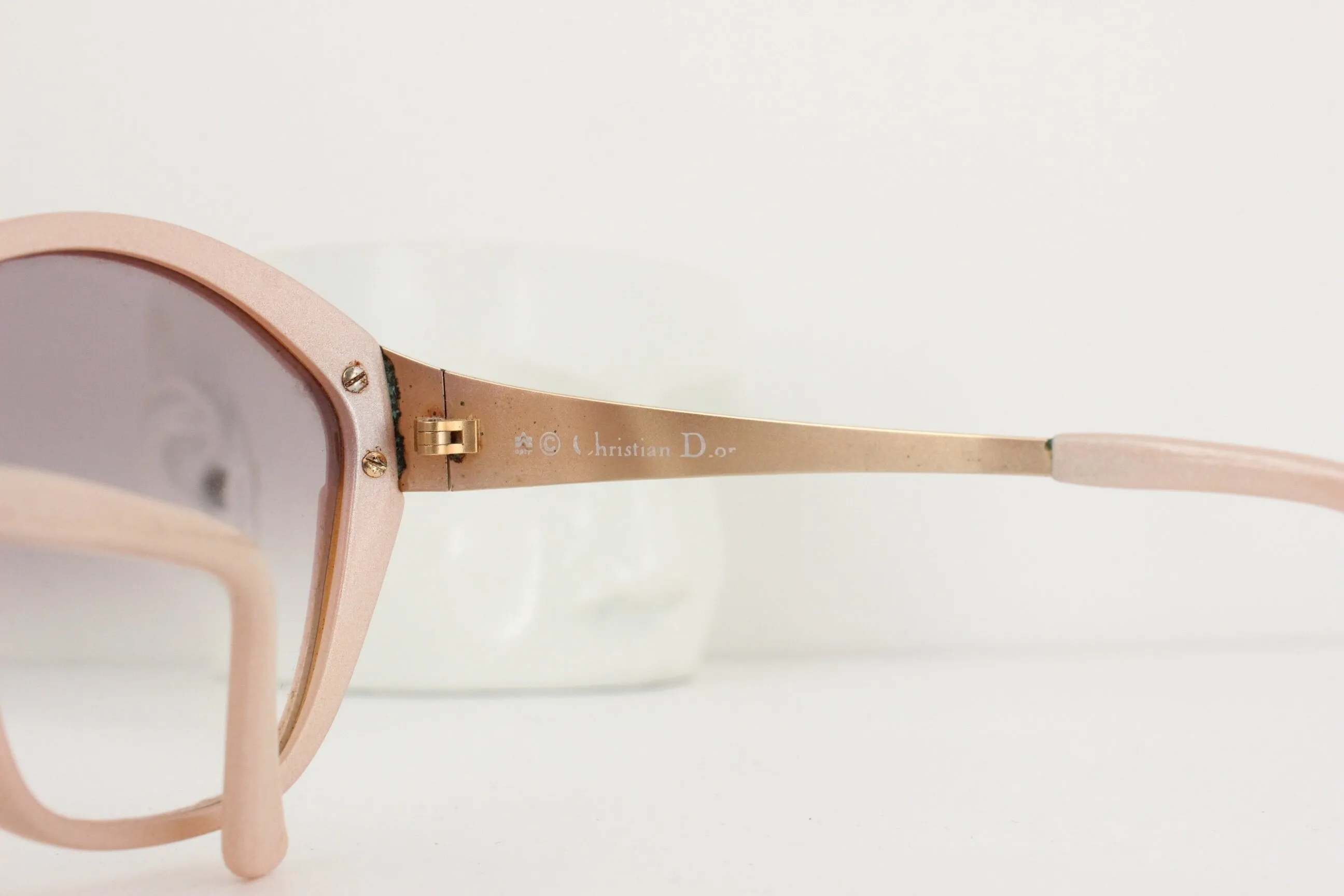80s CHRISTIAN DIOR Pearlescent Pink Oversized Sunglasses