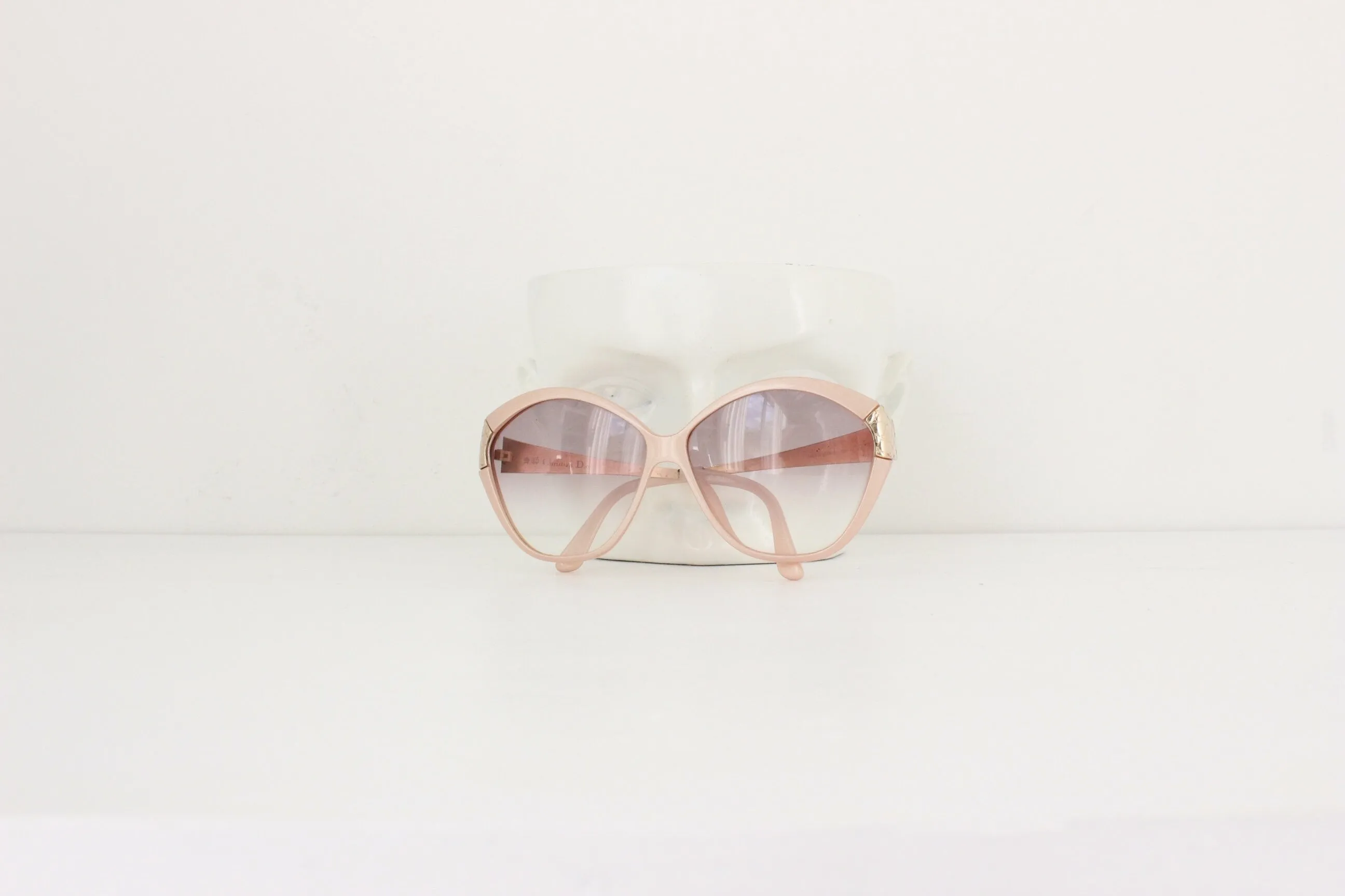 80s CHRISTIAN DIOR Pearlescent Pink Oversized Sunglasses