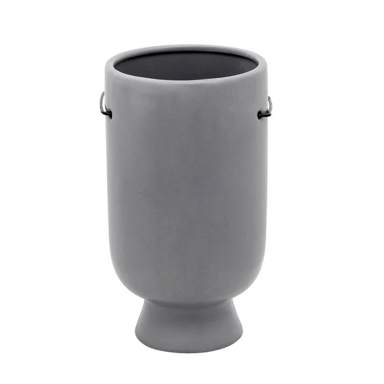 9" Face with Glasses Ceramic Vase - Gray