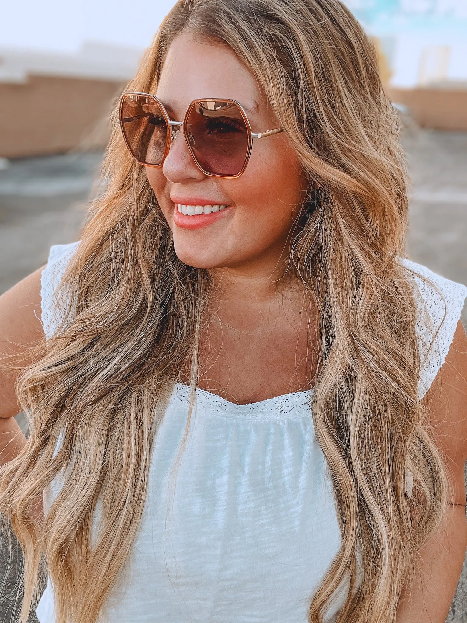 Addyson Beige and Gold Polarized Sunglasses