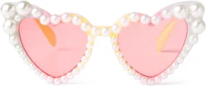 ADE WU Heart Sunglaskses Kids Cute Pearl Heart Shaped Sunglasses for Girls Age 3-8