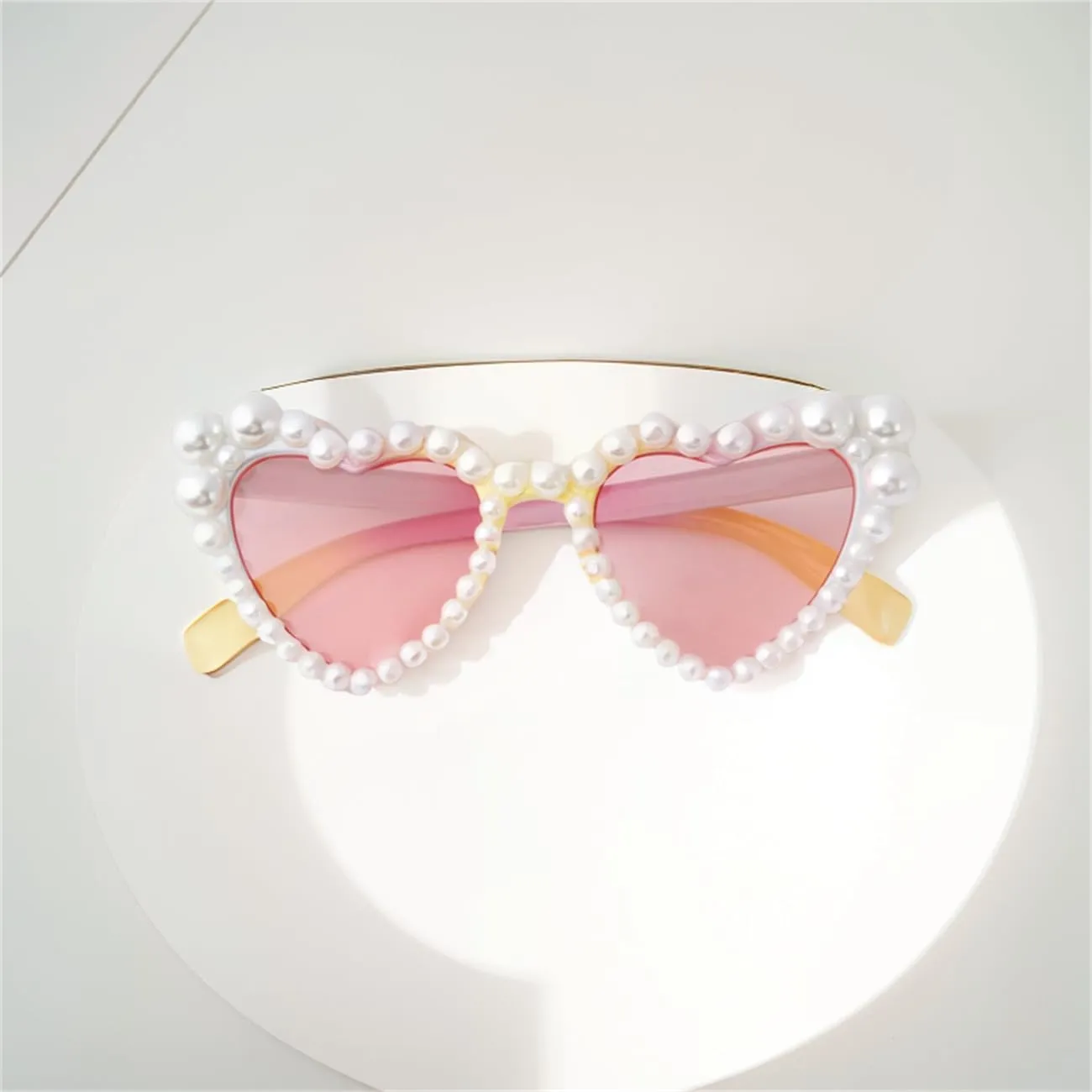 ADE WU Heart Sunglaskses Kids Cute Pearl Heart Shaped Sunglasses for Girls Age 3-8