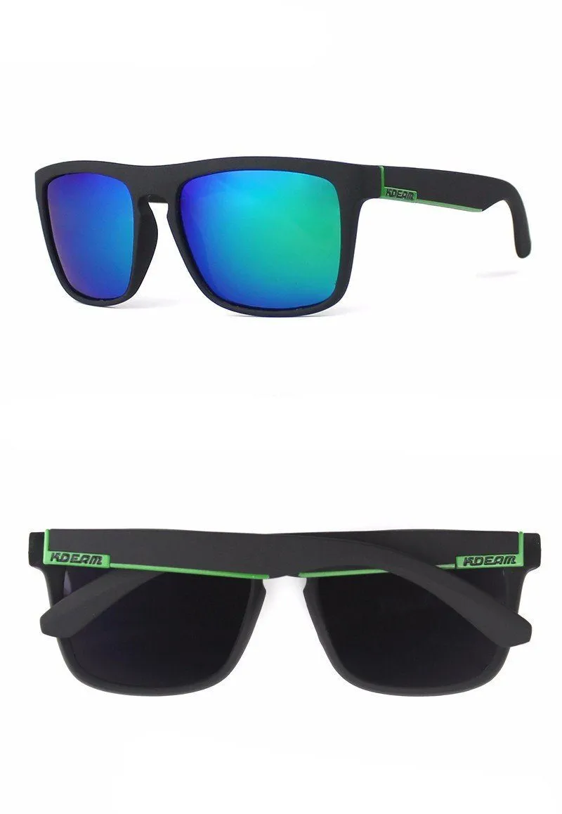 Angelo Ricci™ Black And Green Classic Wayfarer Style Sunglasses