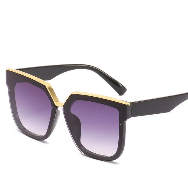 Anti-Reflective Mirror Gradient Lens Oversized Retro Square Sunglasses